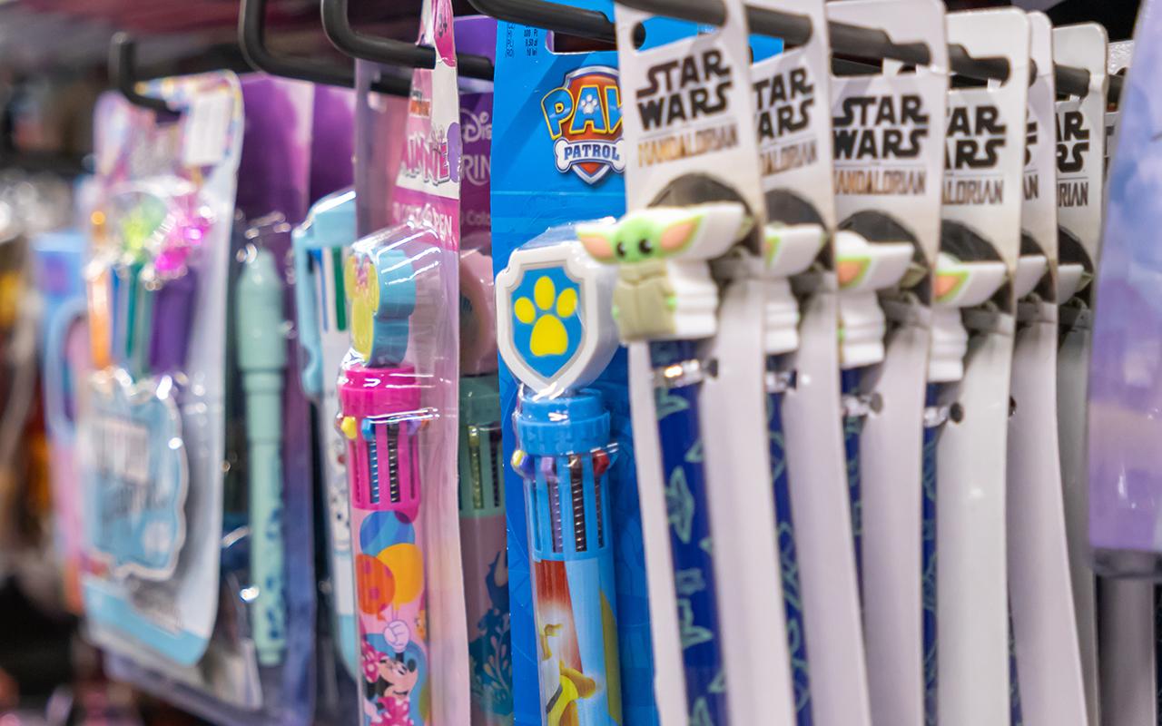 licensed pens on store shelf